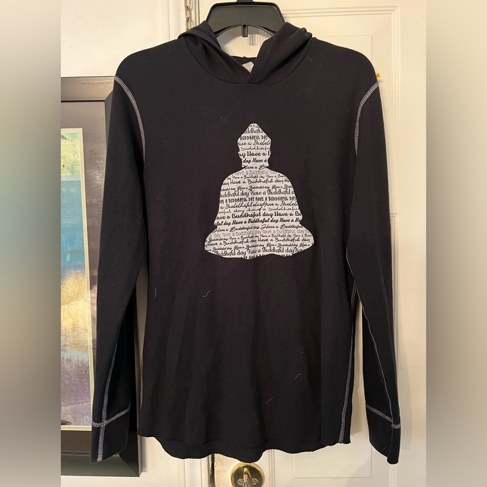 Simply Buddha brand super soft light-weight black hoodie- Size Medium